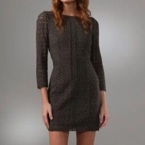 DVF Diane Von Furstenberg CARITAN Crochet Lace Long Sleeve Mini Dress